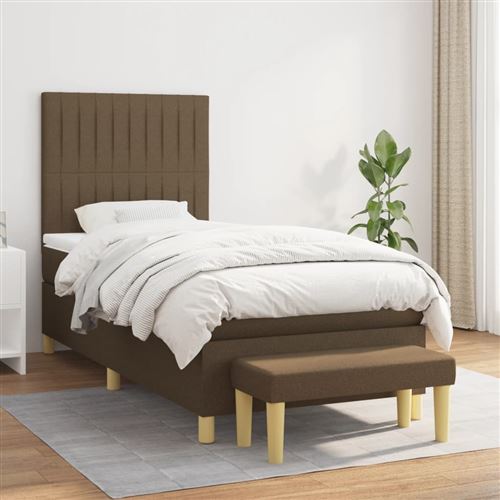 vidaXL Sommier à lattes de lit avec matelas Marron foncé 80x200 cm3137272