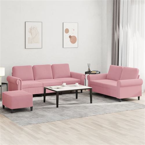 Non Communiqué Rose Vidaxl 3-Delige Loungeset Met Kussens Fluweel Roze3202263