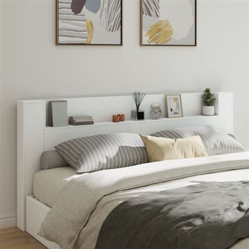 vidaXL Armoire tête de lit avec LED blanc 220x16,5x103,5 cm839273