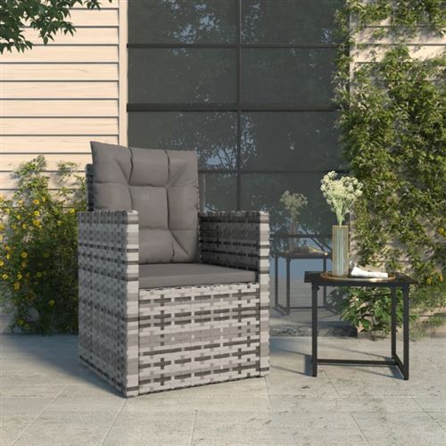 Vidaxl Gris Fauteuil De Jardin Avec Coussins - Image 3
