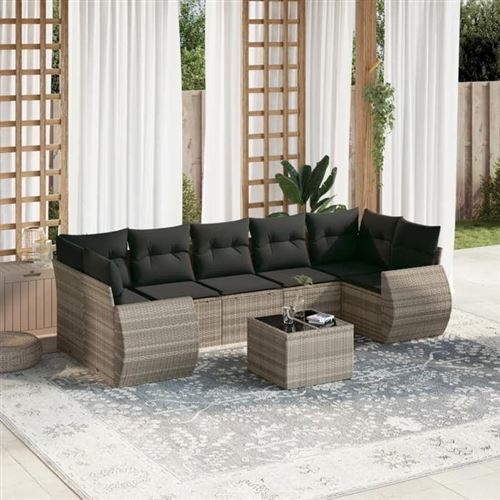 Vidaxl Gris/Clair Salon De Jardin 8 Pcs - Image 3