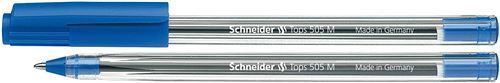 Schneider Tops 505 Stylo bille Capuchon à clic/pointe acier inoxydable/M/bleu Lot de 50