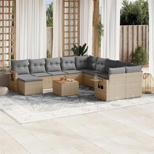 Non Communiqué Beige Salon De Jardin Modulable Generique 12 Pieces Resine Tressee 62 X 62 X 69 Cm 11 Personnes