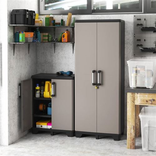 Non Communiqué Multicolore Keter Armoire De Rangement Basse Pro Noir Et Gris, Armoire De Rangement De Base, Armoire De Balcon, Étagère De Balcon