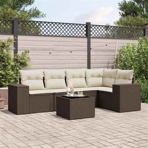Vidaxl - Set Divano Da Giardino 6 Pz Con Cuscini Marrone In Polyrattan