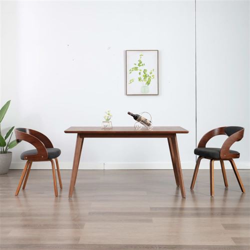 vidaXL Chaises de salle à manger 2 pcs Gris foncé Bois courbé et tissu
