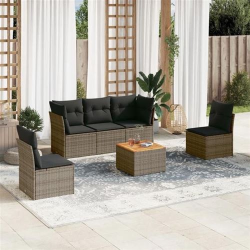 Non Communiqué Gris Vidaxl Salon De Jardin Avec Coussins 6 Pcs, Canapés De Terrasse, Ensemble De Meubles De Patio, Mobilier D'extérieur, 3255878