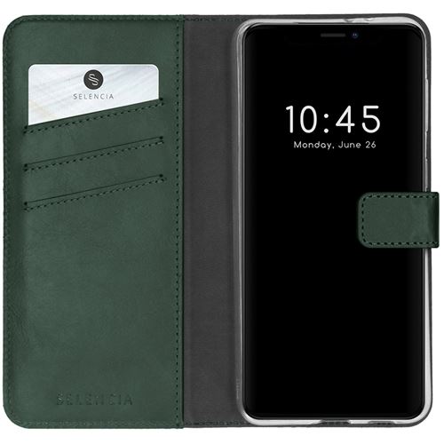 Étui de téléphone portefeuilen cuir véritabpour iPhone 13 Pro - Vert Selencia
