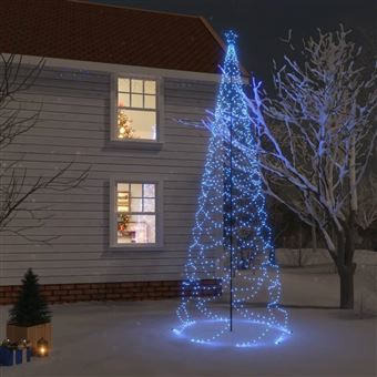 vidaXL Arbre mural avec crochet métallique 260 LED bleu 3 m Int/Ext