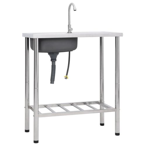 Évier de camping Seul lavabo avec robinet Acier inoxydable