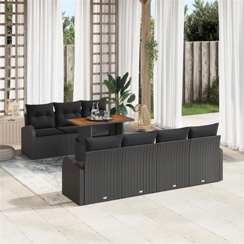vidaXL - Ensemble de Canapés de Jardin - 8 Pièces - Noir - Image 2