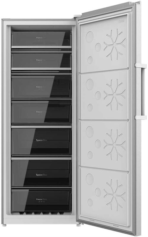 Congelatore Verticale In Acciaio Inox Concon Xl Capacità 380 Litri, Classe D, Motore Inverter Plus, Total No Frost Con Display Door, Convertibile A Frigo.