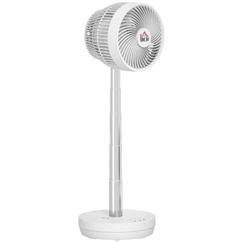 Ventilateur de table sur pied 2 en 1 - oscillant réglable - batterie rechargeable USB - 10 vitesses, timer - blanc - 1