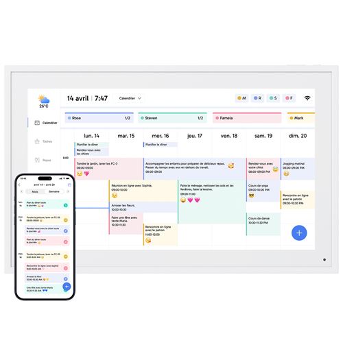EKASN  Tablette Tactile Calendrier Intelligent 15.6  Agenda Modernis&eacute; Cadre Photo M&eacute;t&eacute;o Menus - Maison&Bureau WIFI