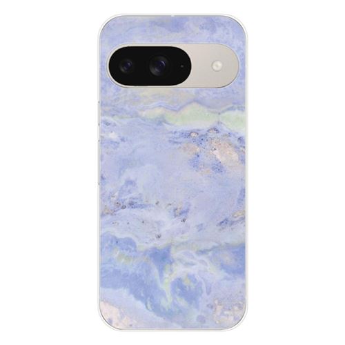 Coque en silicone imprimée compatible Google Pixel 9 Marbre Bleu