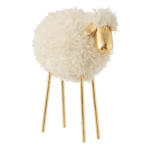 Non Communiqué Blanc Statuette Déco Design "Mouton" 45Cm & Or