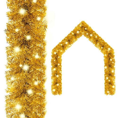 Non Communiqué Doré Guirlande De Noël Avec Lumières Led 10 M
