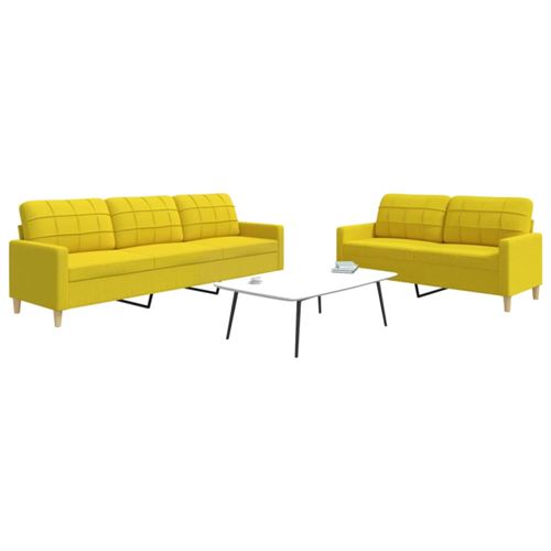 Non Communiqué Multicolore Ensemble De Canapés 2 Pcs Jaune Clair Tissu