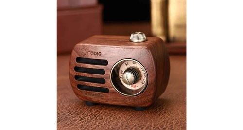 Mini haut-parleur bluetooth design rétro et radio-fm r818-a/c (brun foncé)