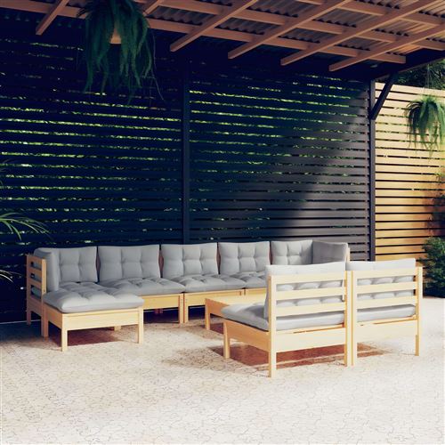 Non Communiqué Gris Salon De Jardin Vidaxl Bois 10 Pieces X 63.5 X 62.5 10 Personnes