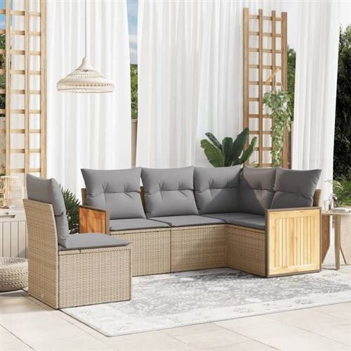 Vidaxl Beige Salon De Jardin - 5 Pcs Résine Tressée - Image 2