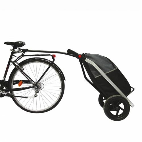 Remorque velo shopping trailer chassis alu avec roues 12 fixation tige de selle poids maxi 20kgs volume 50l