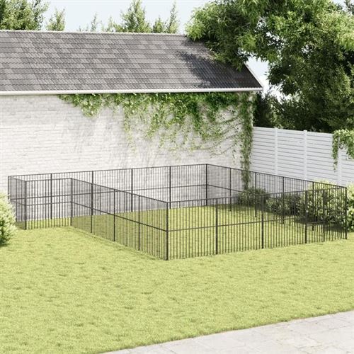 VIDAXL - Parc pour Chien - Enclos avec Porte - 20 Panneaux - Noir - Image 3