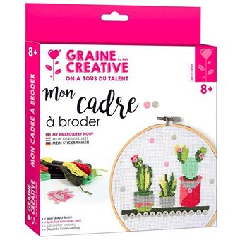 Kit Graine Créative tambour a broder cactus en bois ø 155mm