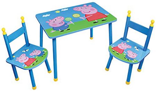 Ensemble table et 2 chaises enfant en bois motif Peppa Pig -PEGANE-