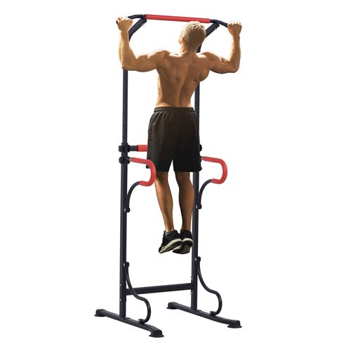 Non Communiqué Rouge Station De Musculation Multifonctions Barre De Traction Chaise Romaine Hauteur Réglable Acier Noir