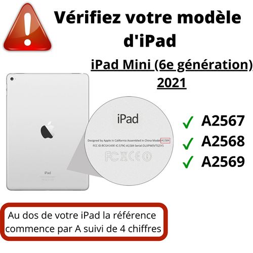 PST] Étui pour iPad Mini 6 (6e génération) 2021 (8,3 ), Étui en cuir PU  rotatif à 360 degrés avec étui intelligent 