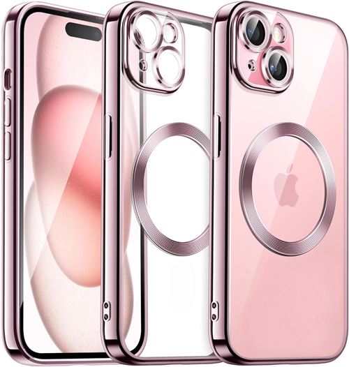 Coque Silicone Pour iPhone 15 Couleur Rose Compatible Magsafe Little Boutik®