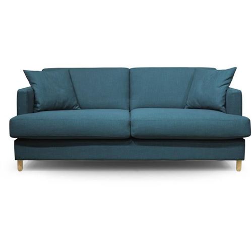Hexagone - Canape convertible 3 places - Tissu Bleu petrole - L 182 x P 98 x H 82 cm - Larry