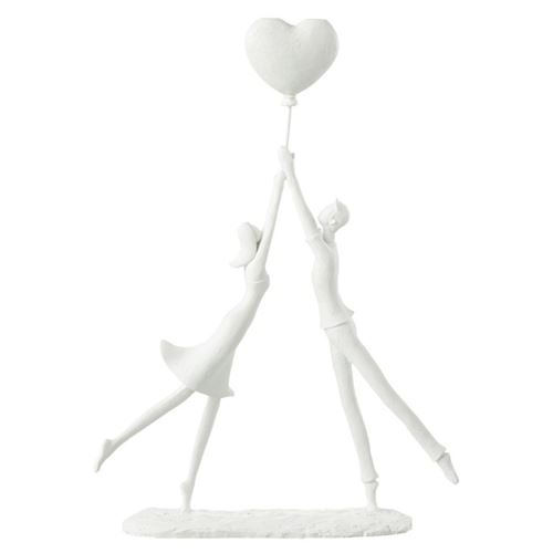 Non Communiqué Blanc Statuette Déco "Couple Debout Cœur" 36Cm