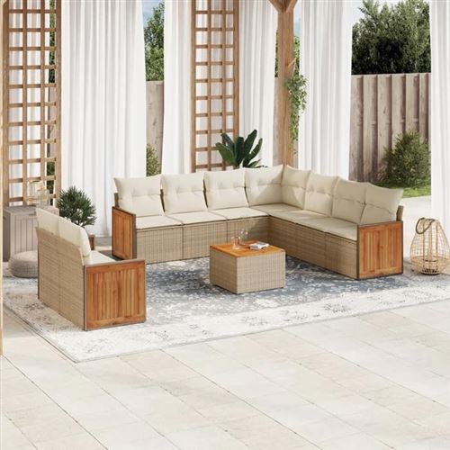 Vidaxl Beige Salon De Jardin 10 Pcs - Image 3