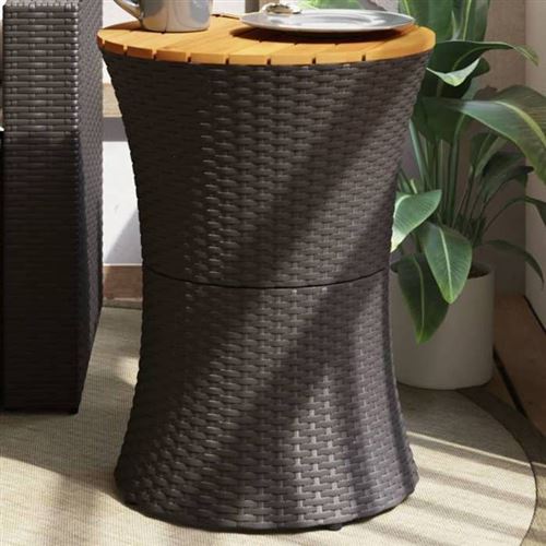 Vidaxl Noir Table D'appoint Forme Tambour - Rotin - Image 3