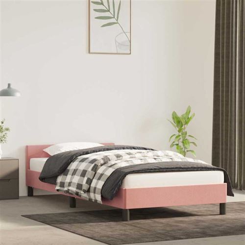 vidaXL Cadre de lit avec tête de lit Rose 90x190 cm Velours