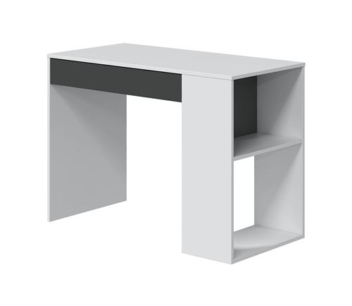 Bureau avec 1 tiroir coloris blanc artic / gris anthracite - Hauteur 73 x Largeur 101 x Profondeur 50 cm -PEGANE-