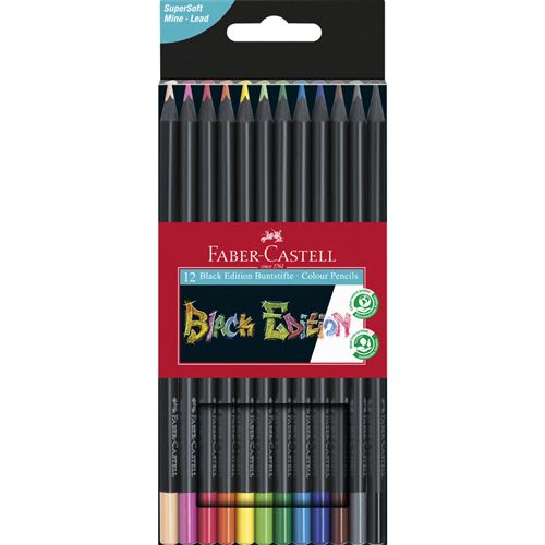 Faber-Castell Crayon De Couleur Black Edition, Étui De 12