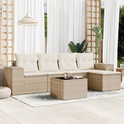 Non Communiqué Beige Salon De Jardin Modulable Vidaxl 6 Pieces Resine Tressee 55 X 62 X 69 Cm