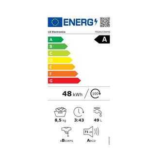 Ll front 8.5kg - 58l - 1200trs - 71db - ai direct drive - a - steam - a Lg f82av33whs