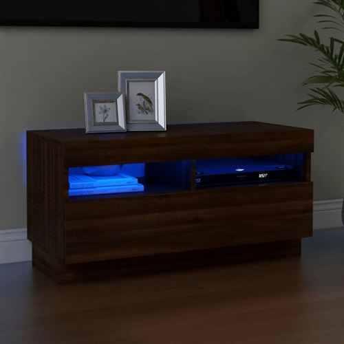 Vidaxl Marron Meuble Tv Avec Led - Chêne - Image 3