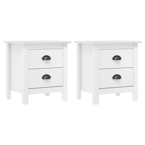 Vidaxl Blanc Tables De Chevet Hill 2 Pcs 46X35x49,5 Cm Bois Pin Solide - Image 2