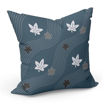 Housse De Coussin Landes 40x40 Cm - Style Scandinave Fond Bleu, Motif Lapin Et Fleurs