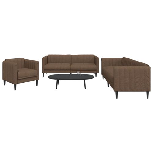 Non Communiqué Marron Vidaxl 3-Delige Loungeset Stof Bruin3209237