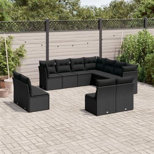 Non Communiqué Noir Salon De Jardin Modulable Vidaxl Resine Tressee 11 Pieces 11 Personnes
