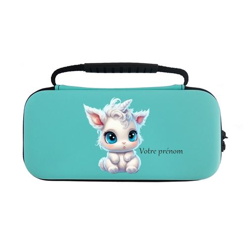 Etui pochette bleu Taperso pour Nintendo Switch Lite avec motif licorne et coeur I love you personnalisable