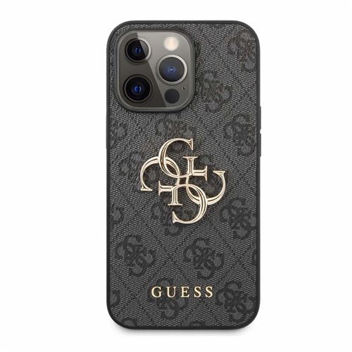 Guess Big 4G - Coque en métal avec logo - iPhone 13 Pro Max - Gris - GUHCP13X4GMGGR