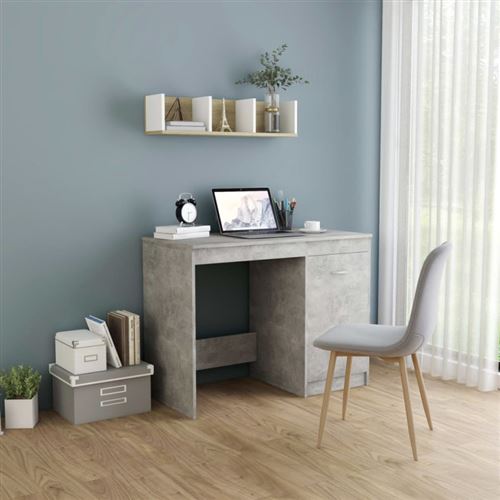 Vidaxl Gris Bureau Béton Bois D'ingénierie - Image 3