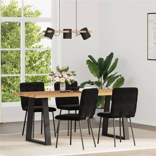 vidaXL - Chaises à manger - Velours - Noir - Lot de 4 - Image 3